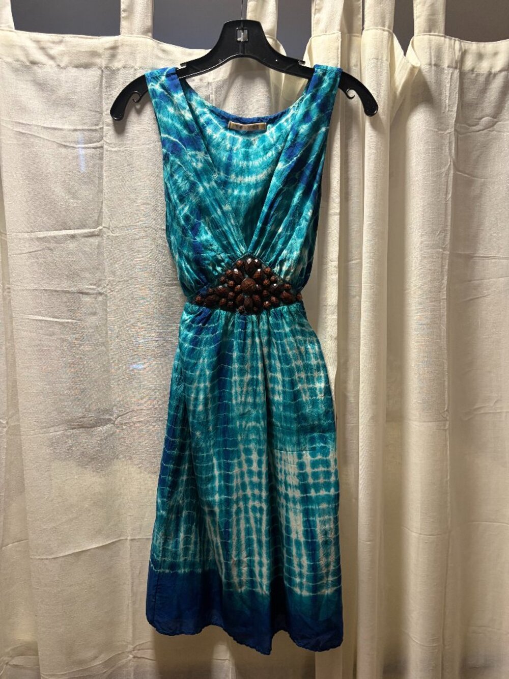 Velvet by Graham & Spencer — "Beaded Tie-Dye" 100% Silk Cocktail Dress (S)
